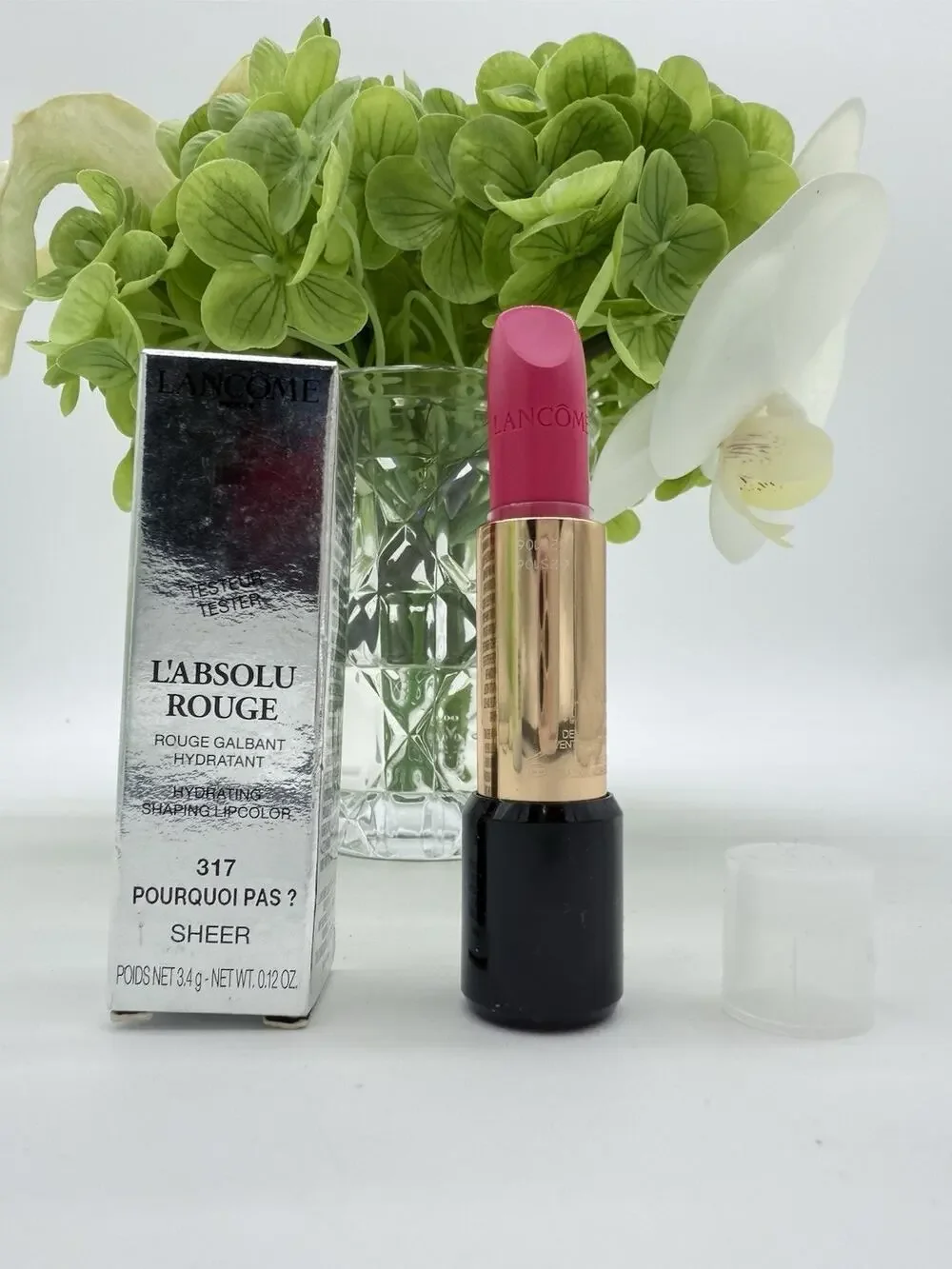 Clearcap Lancome L'absolue Rouge Lipstick Lip Color 317 POURQUOI PAS? Sheer